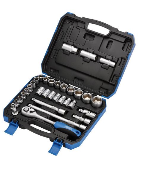 Draper HI-TORQ® Combined MM/AF Socket Set, 1/2" Sq. Dr. (33 Piece)